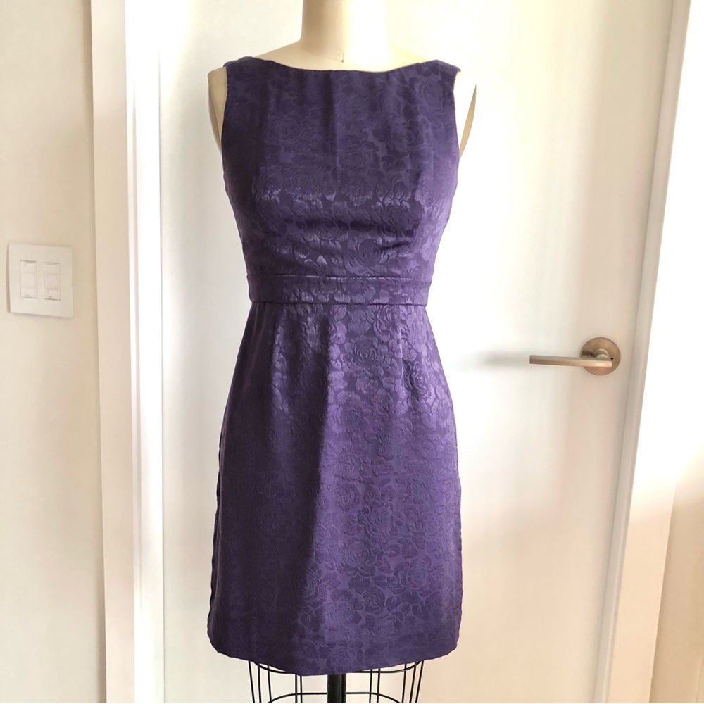 Handmade Rose Brocade Shift Dress Purple